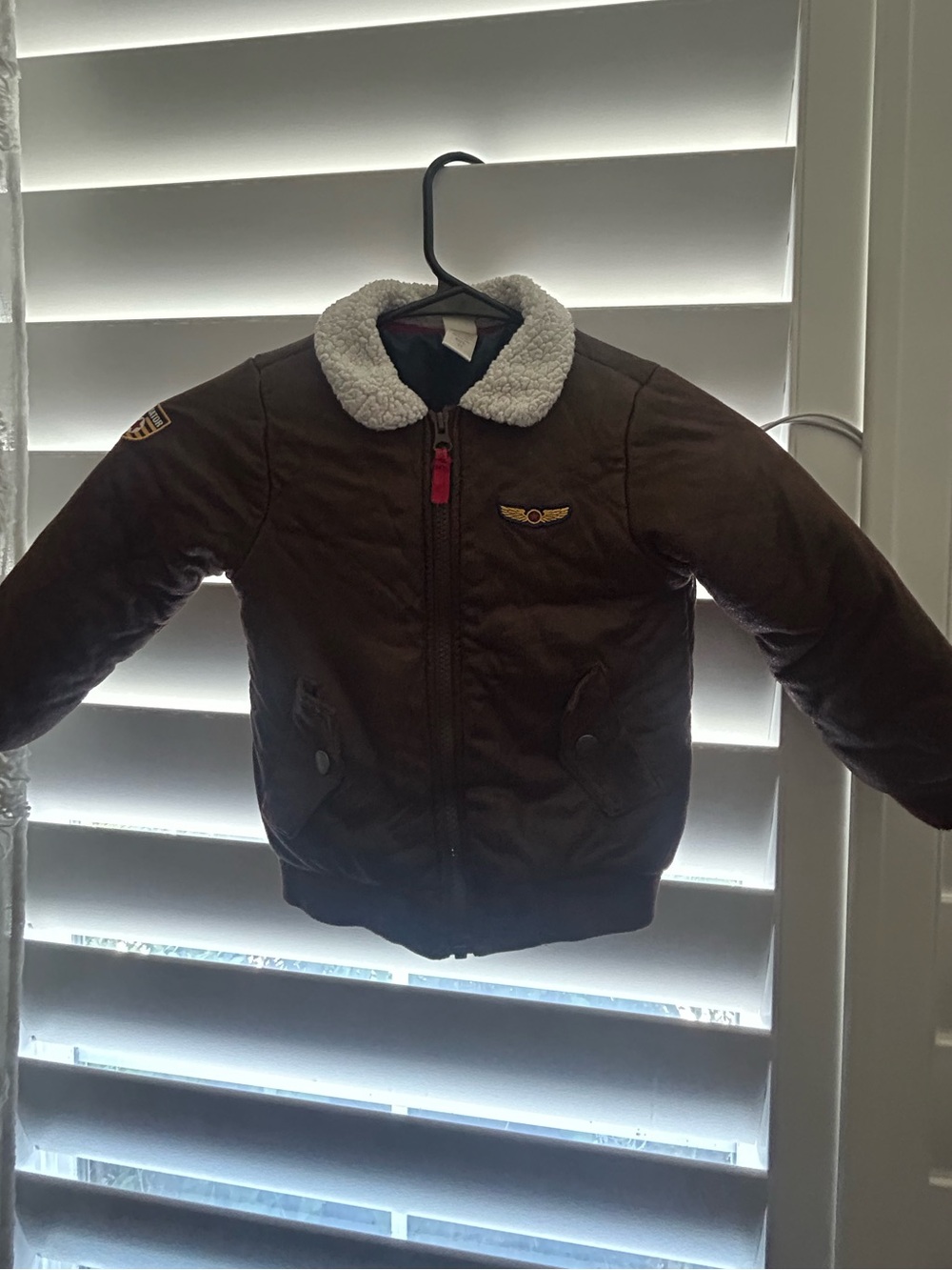Little Me Brown Puffer Jacket with Sherpa Collar